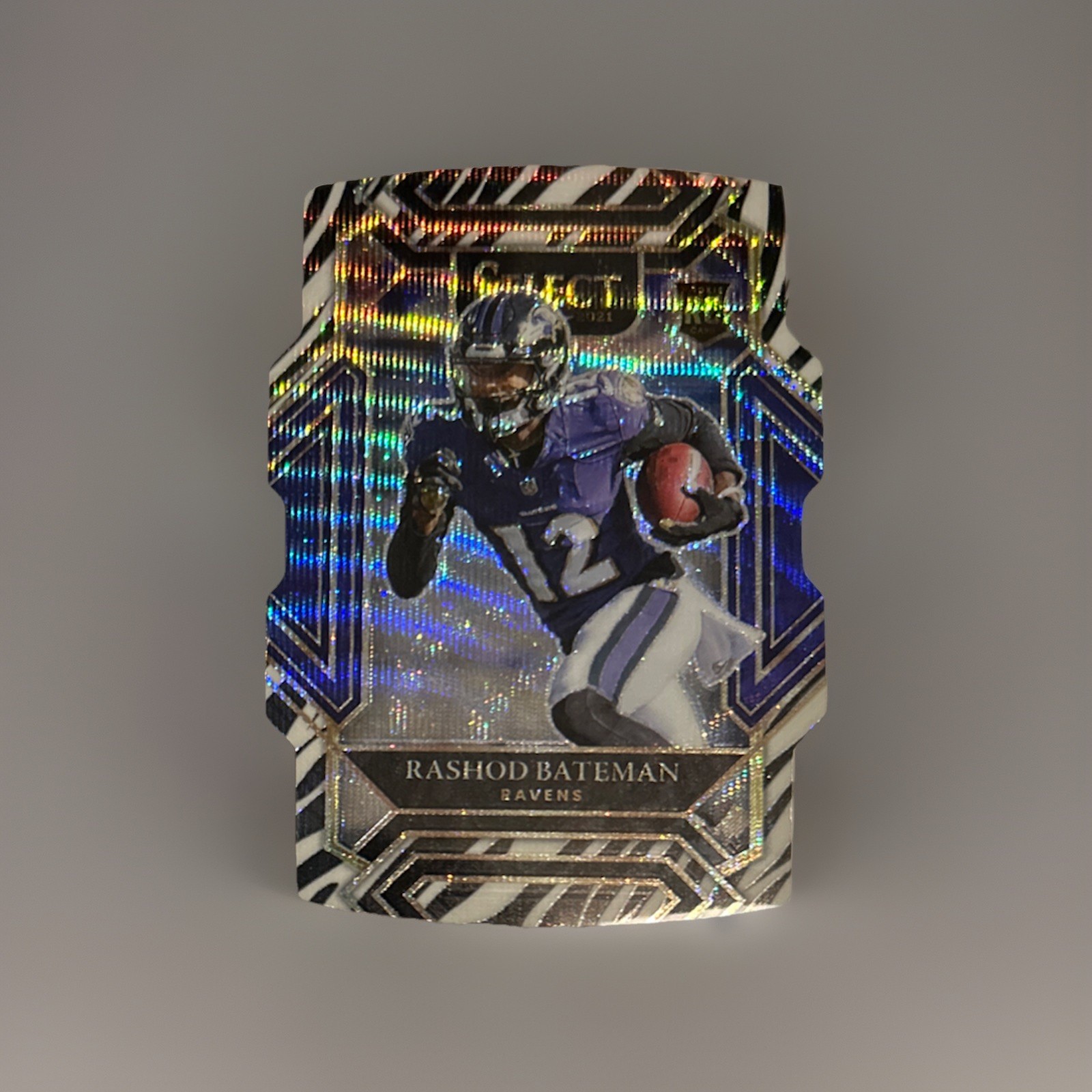 Rashod Bateman 2021 Panini Select Club Level Die-Cut Zebra Prizm Rookie