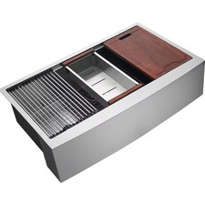 33 In. Farmhouse Kitchen Sink, 304 Stainless Steel Drop-In Single Bowl Basin wit