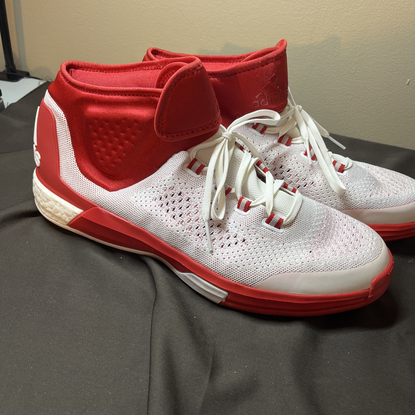 Adidas Crazylight MENS Red White Lace Up BASKETBALL SNEAKERS SIZE 17