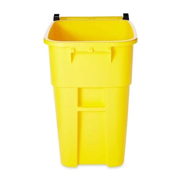 Lata de plástico rodante rectangular Rubbermaid Commercial Fg9w2700yel Brute 50 galones, Foto 4 de 4