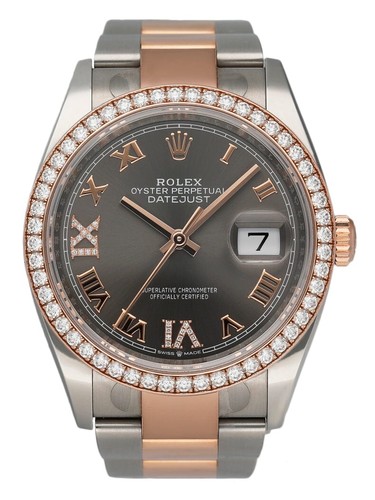 Rolex Datejust 126281RBR Diamond Two-Tone 18K Rose Gold Watch Box Papers