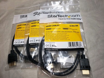 StarTech 3-pack 3ft Slim High Speed HDMI Cable w/ Ethernet HDMI to HDMI Mini M/M