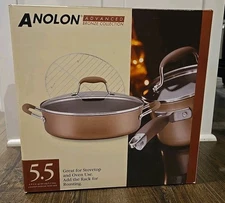 【NEW】ANOLON ADVANCED BRONZE 5.5-QUART COVERED BRAISER WITH ROUND RACK