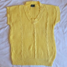 Vintage GFC LTD Yellow Knit Women's Size Small Sweater Vest USA Made 100% Cotton