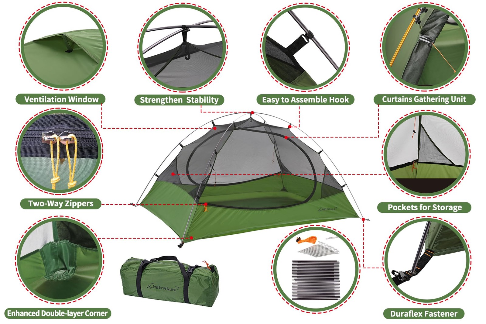 Polaris Lightweight Backpacking Tent - 2 Person Ultralight Waterproof Camping...