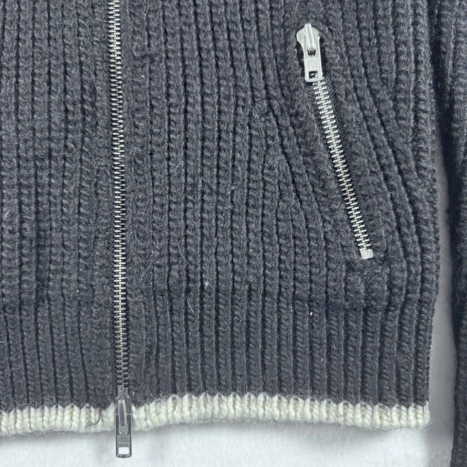 Cárdigan suéter para mujer The Kooples mezcla lana alpaca pequeño negro cremallera completa Foto 4 de 4