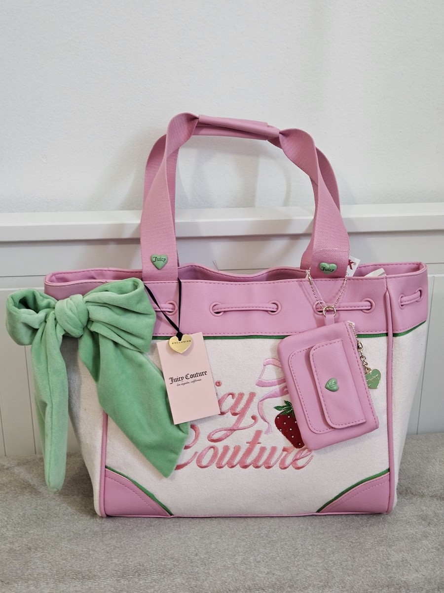 Juicy Couture ショルダーバッグ 緑とピンク Juicy Couture Retro Strawberry Tote Bag Pink Green w/ Bow | eBay
