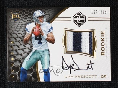 2016 Panini Limited 197/299 Dak Prescott #121 RPA Rookie Patch Auto RC 6n3