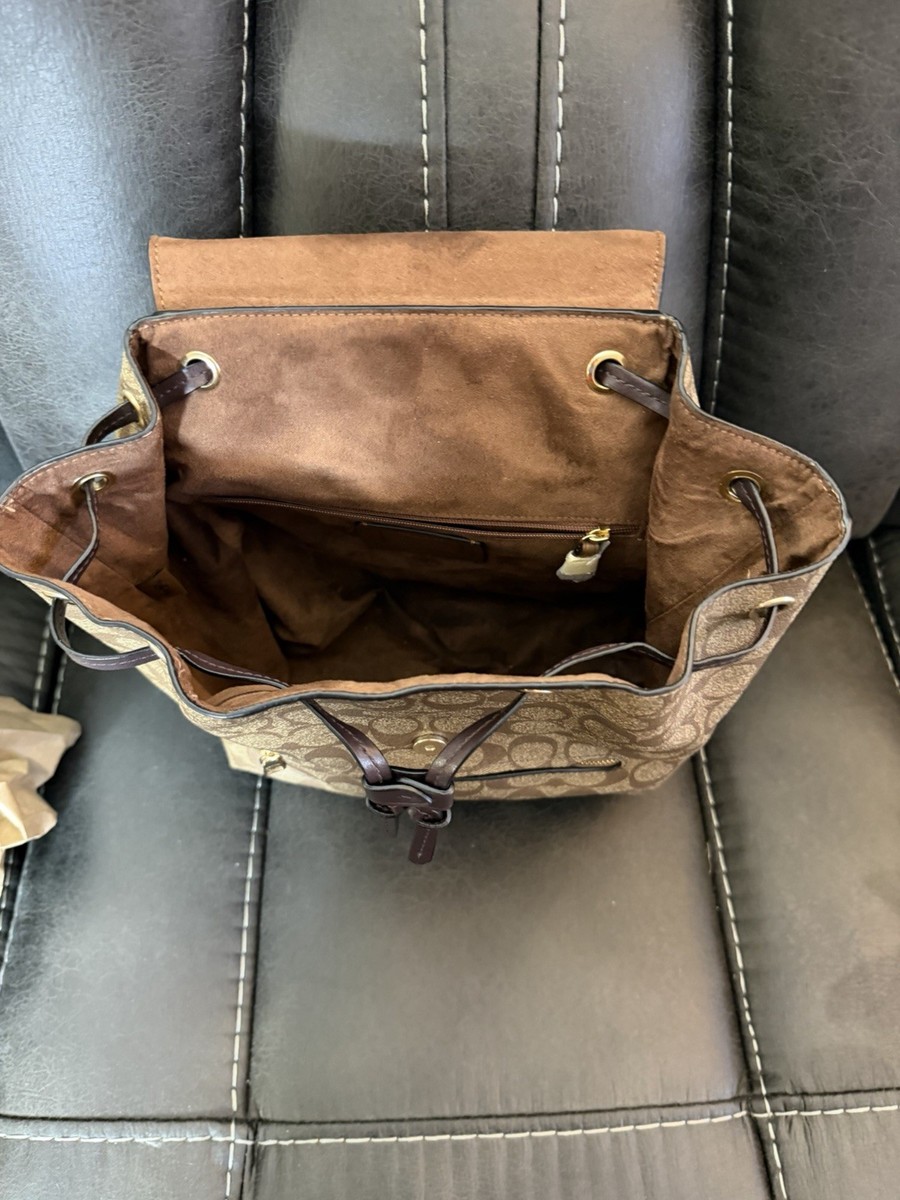 Coach Kleo Backpack Brown Black Signature Canvas Suede C5648 Excellent Coach Kleo Backpack | eBay main image 3