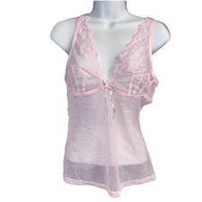 Savage X Fenty Pink Sheer Babydoll Slip   Size Large