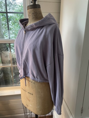 Lavender Cropped Oversized Zip Hoodie Women’s Size Small - Picture 2 of 6