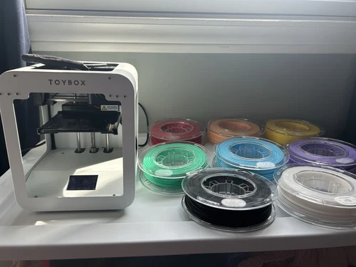 Toybox Kids 3d Printer with deluxe printer food bundle (8 colors!) + power chord
