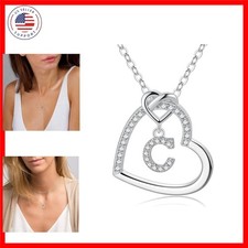 Valentines Gifts for Kids Teen Girls Her - Cubic Zirconia Heart Pendant Initi...