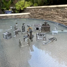 Durham Industries Metal Miniatures Lot of 10 Doll House Furniture & Appliances