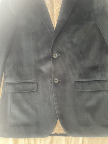 Isaac Mizrahi Juniors Boys Two Button Velour Velvet Blazer Jacket Teal Size 20 - Picture 2 of 6