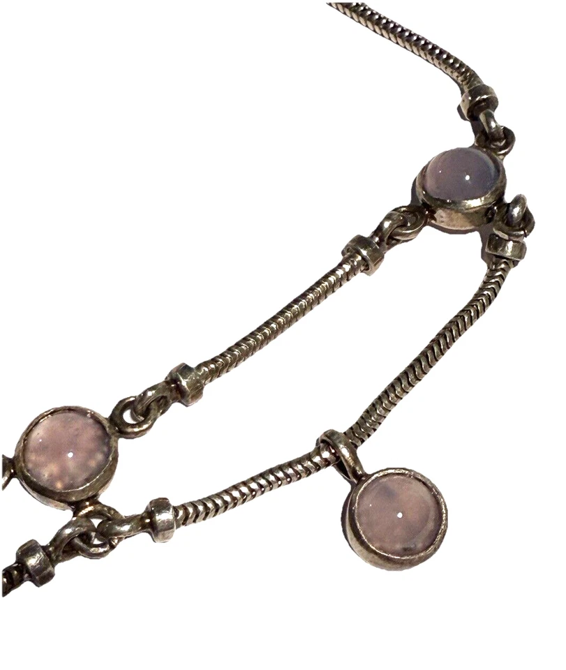 ADORNIS STERLING SILVER BEADED ARTISAN CLASP DROP MODERNIST NECKLACE 35 GRAMS - Image 3 of 4