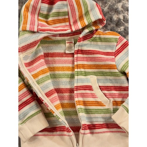 Gymboree Cupcake Cutie Multi Colored Stripe Fleece Hoodie Cardigan GUC 5 - Picture 3 of 6