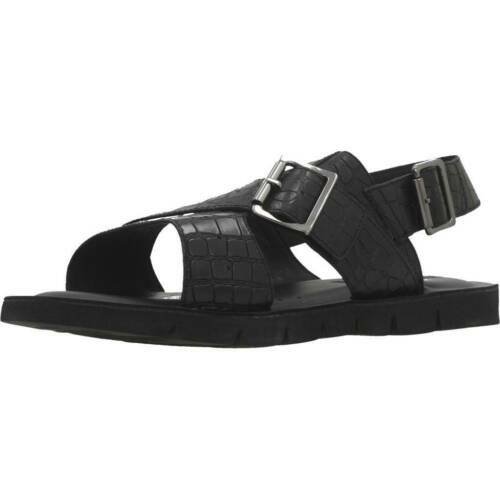 Sandales Compensées GEOX En Cuir Noir - Taille 40 - Occasion Très Bon État - Talon Haut