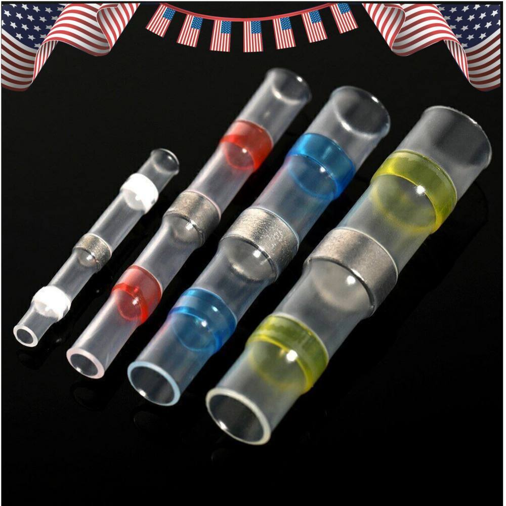 26-10AWG 50-100PCS Solder Seal Sleeve Heat Shrink Butt Wire Connectors Terminals
