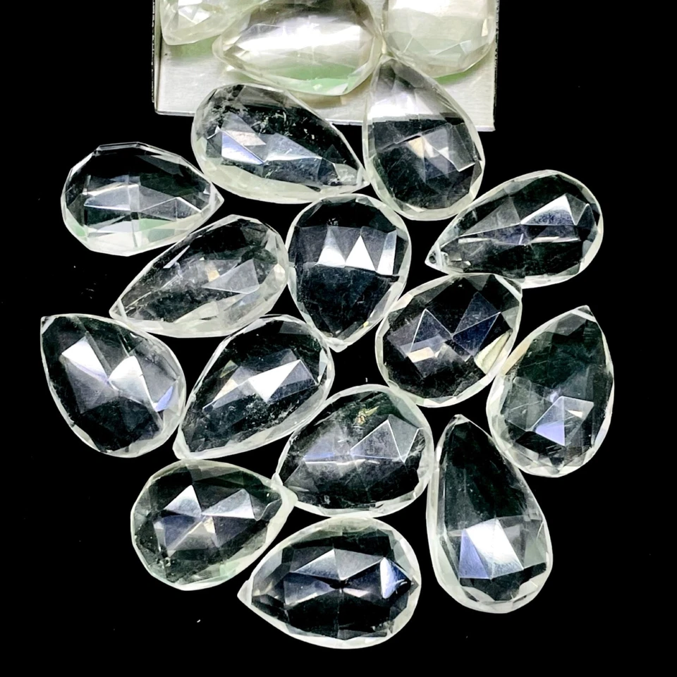 20 Pcs Natural White Quartz 20-25mm Drilled Almonds Loose Untreated Gemstones - Image 4 of 4
