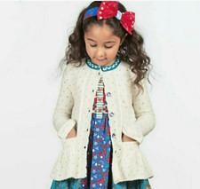 Matilda Jane Size 4 Ivory Gold Sparkle Green Blue Braided Crew Neck Cardigan