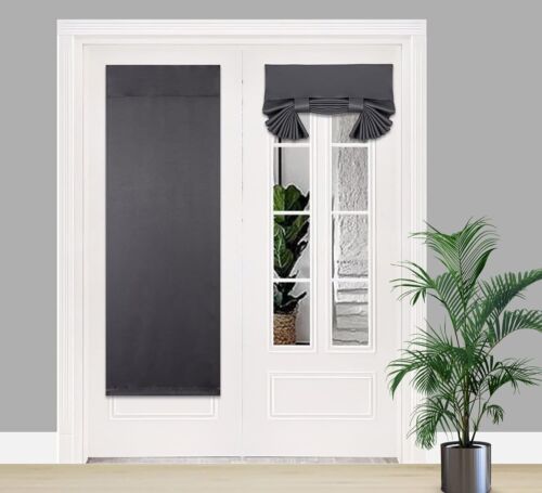 PI Blackout French Door Curtain,Privacy 26"W x 68"L (Pack of 1), Dark Grey