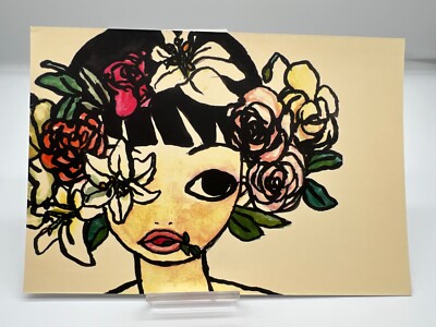 Aya Takano Flower Head Postcard Kaikai Kiki 2002 Japan Art Takashi Murakami
