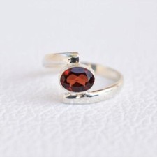 925 Sterling Silver Ring With Natural Garnet Handmade Oval Shaped Genuine