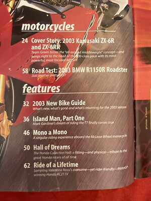 February 2003 Motor Cyclist Magazine Yamaha Kawasaki Honda Suzuki