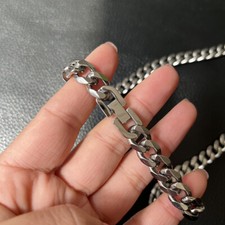 10.5mm Pure Titanium Cuban Link Chain Necklace Men Bracelets Anti-Allergy 23.5"