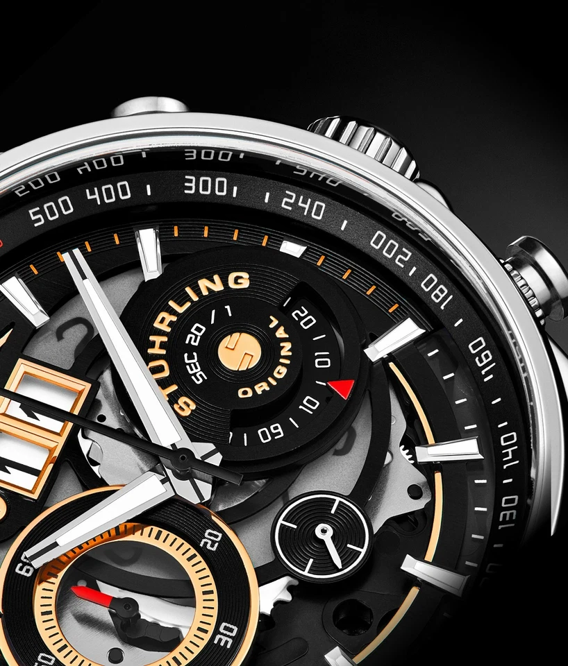 Reloj premium Stuhrling para hombre cronógrafo taquímetro Ace Aviator 923 cuarzo 45 mm Foto 3 de 3