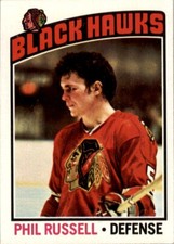 1976 Topps #31 Phil Russell Chicago Blackhawks EX