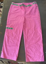 Vintage White Label Lilly Pulitzer Women's Pink/Green Golfer Crop Pants Size 8