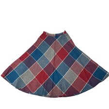 Vtg 60  s Catalina Sportswear MoD Red Blue PLAID MIDI Wool A Line Flared Skirt 8