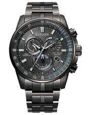 Citizen Mens Atomic Time Chronograph Alarm Eco-Drive Gray Watch 43 MM CB5887-55H