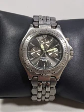 Armitron Gunmetal Gray Round Case 40 mm Rotating Bezel SS Band Watch 7.5 Inch