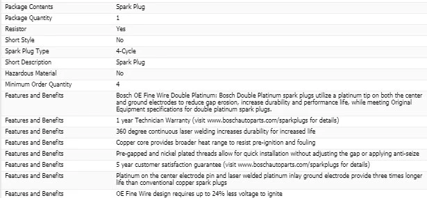 6 свечей зажигания Bosch двойные платиновые для 2000 FORD TAURUS V6-3,0 л - Изображение 4 из 4