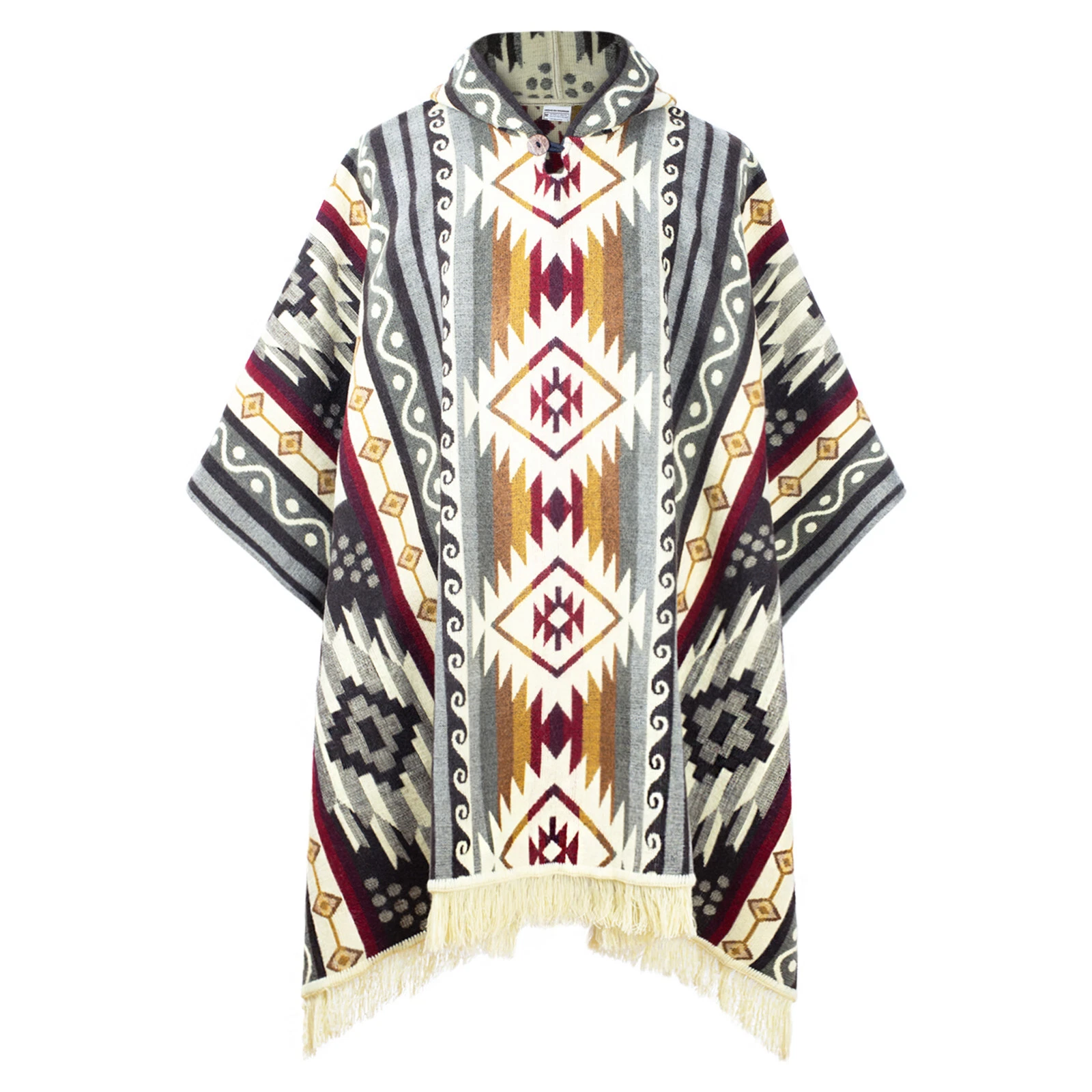 Alpaca wool Mens Unisex Hooded Poncho Aztec pattern boho hippie ONE SIZE (S-XXL)
Opens in a new wind