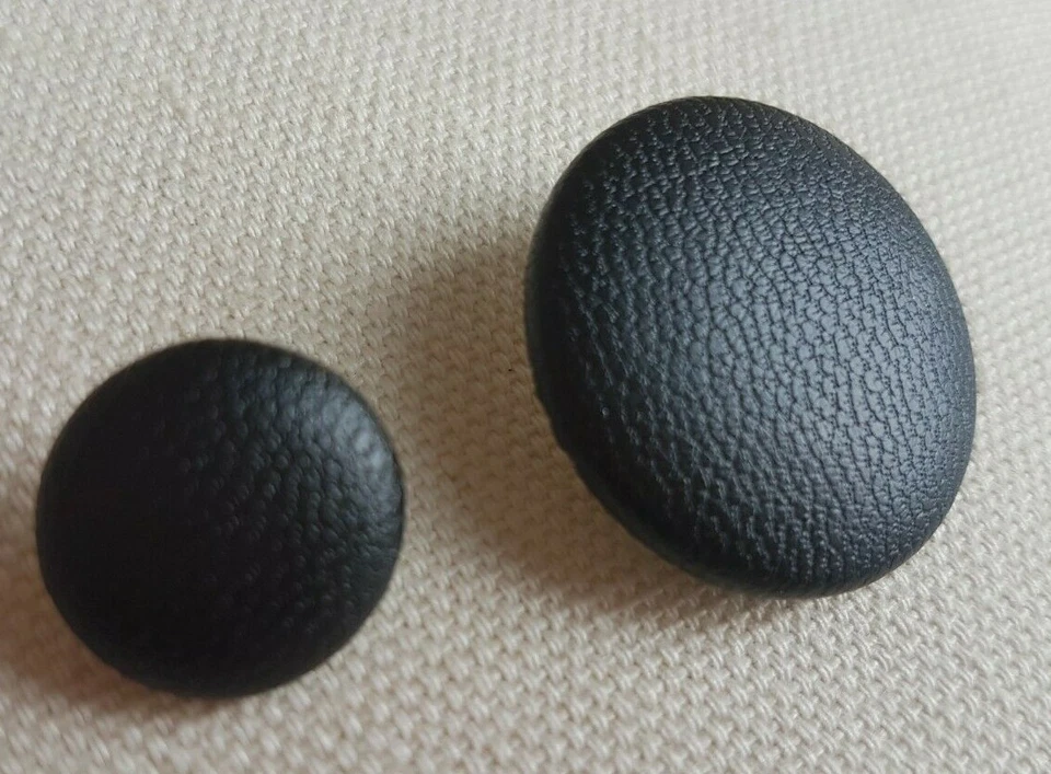BLACK LEATHER ROUND BUTTONS – SHANK, 11MM 15MM 20MM 25MM 32MM RETRO VINTAGE UK - Image 4 of 4