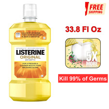 Original Antiseptic Oral Care Mouthwash To Kill Germs For Bad Breath Plaque, 1 L