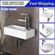 SMALL BATHROOM WALL HUNG CLOAKROOM CERAMIC COMPACT HAND WASH BASIN SINK WHITE
