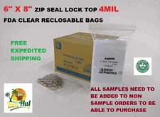 6x8, 6x9, 6x10 Clear Plastic Zip Seal Lock Top Reclosable Poly Zipper Bags 4 Mil