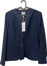 Eastex Blazer Navy Blue Ribbon Tie Collarless Occasion Formal Lined Size 14