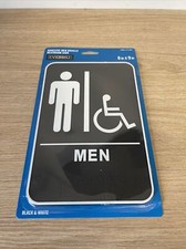 EVERBILT MEN Braille Restroom Sign, 6in X 9in Self-Adhesive, Wheelchair Handicap