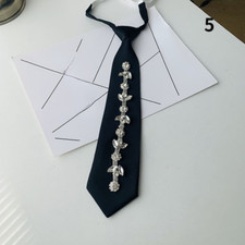 1X Unisex Ties Necktie Accessory Faux Pearl Rhinestone Crystal Glitter Necktie
