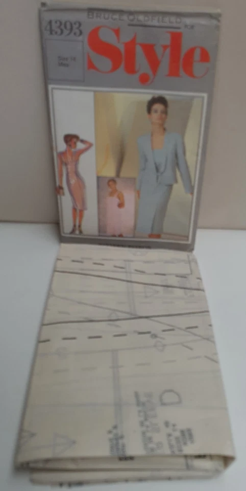 Bruce Oldfield for Style Sewing Pattern 4393 Size 14 c1985 Lined Jacket & Dress - Image 3 of 4