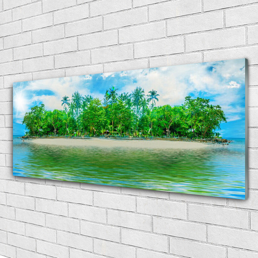 Impression sous verre Tulup 125x50 tableau de mer panorama décoratif île paradisiaque