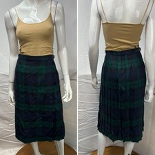 Murray Brothers Scotland Wool Green Plaid Tartan Vintage Kilt Skirt Girls 12