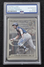 1996 CARLOS BAERGA Signed Leaf Steel Baseball Card-CLEVELAND INDIANS-PSA