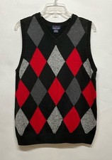 Class Club Argyle V-Neck Sweater Vest boy youth Sz 16/18 academia  cotton..D1